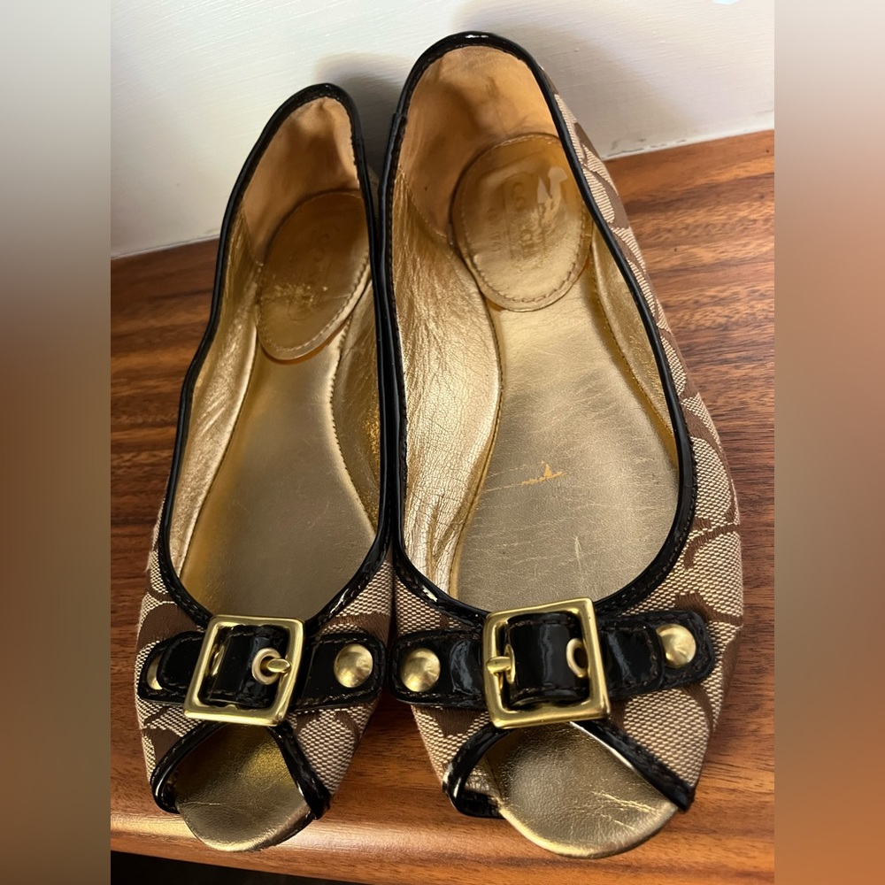 COACH Size 6.5 Open Toe Flats